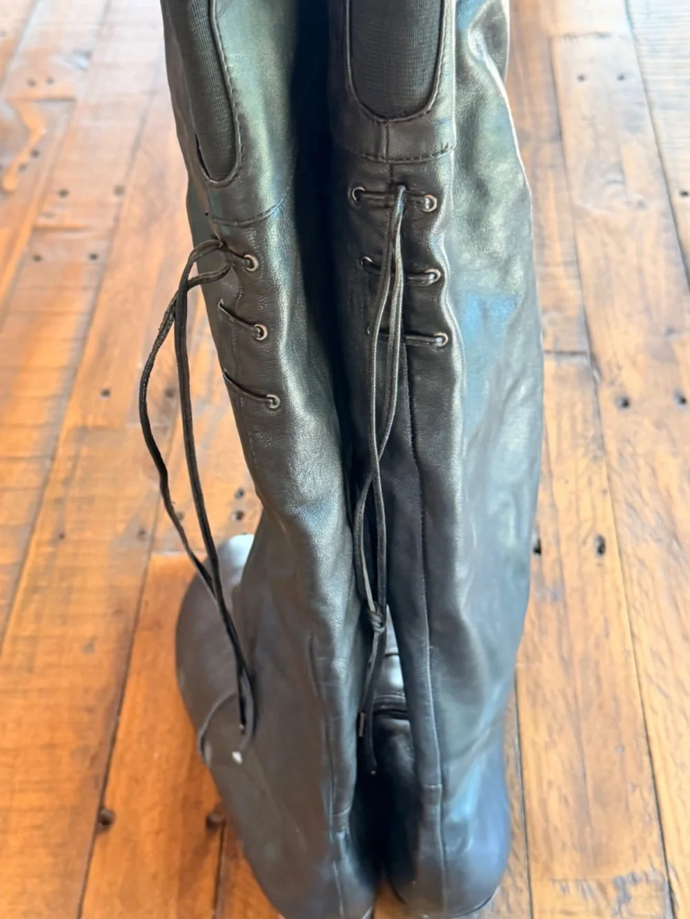 Chinese Laundry Elise Knee High Boots Black Size 10 Lace Back Riding Boots